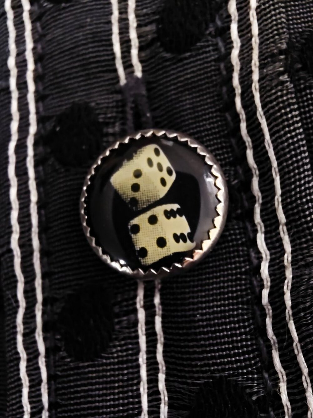 Robert Graham Zen Mens Button Up Shirt Black Stripe Casino Dice Buttons Size 2XL